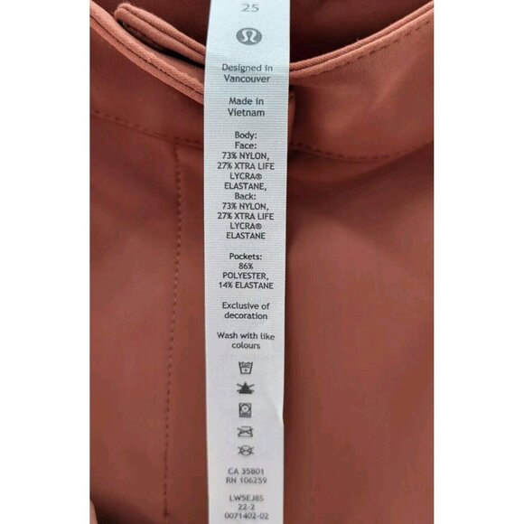 Lululemon Woman's City Sleek Slim Fit HR Pant | Size 25 |‎ Copper/ New With Tags - Picture 5 of 11